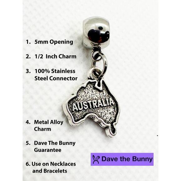 Australia Charm - Australia Map Charm - Picture 3 of 3